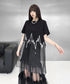 Black Mesh Layered Skirt